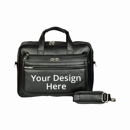 Black Customized Executive Office Formal 15.6" Laptop Briefcase Messenger Bag With Multiple Compartments