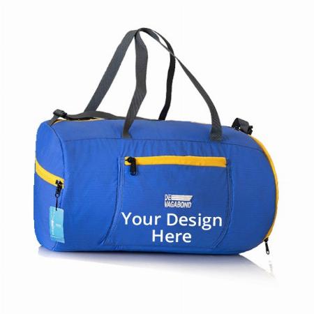 Blue Yellow Customized Polyester 48 cm Shoulder Gym Bag (Capacity -25 liters, Weight- 330 grams, Dimensions- 48 cm x 31 cm x 28 cm)