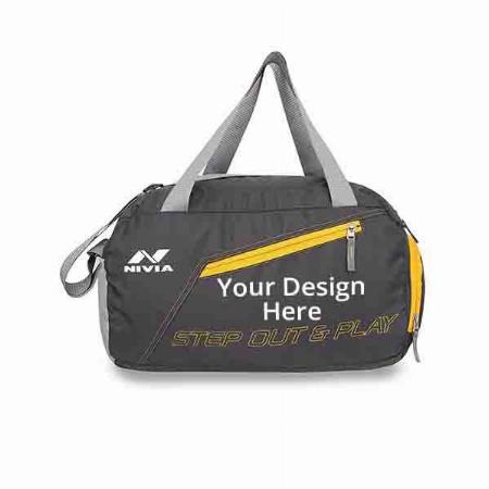 Grey Yellow Customized Polyester Sports Bag