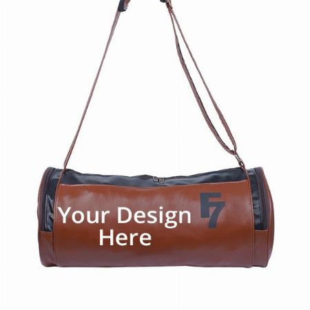 Brown Customized Duffel Leather Gym Bag