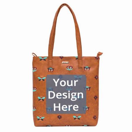 Brown Customized Owl Eyes Embroidered Tote Bag