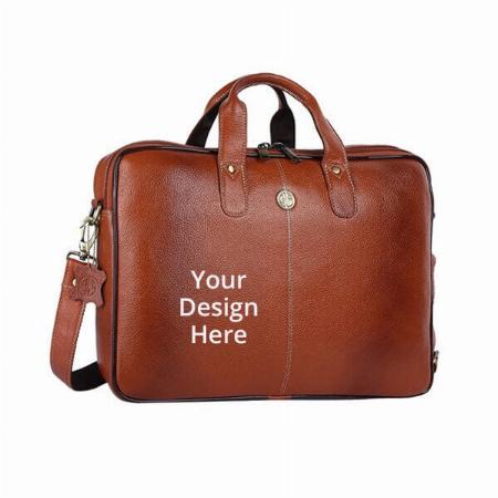 Tan Customized Hammonds Flycatcher Leather 15.6 inch Laptop Messenger Bag, Padded Laptop Compartmens (Dimensions - L - 15.6", B - 3.75", H - 10.75")