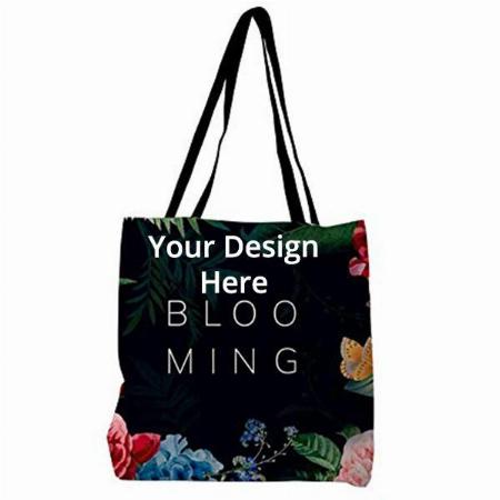 Black Floral Customized Canvas Tote Bag