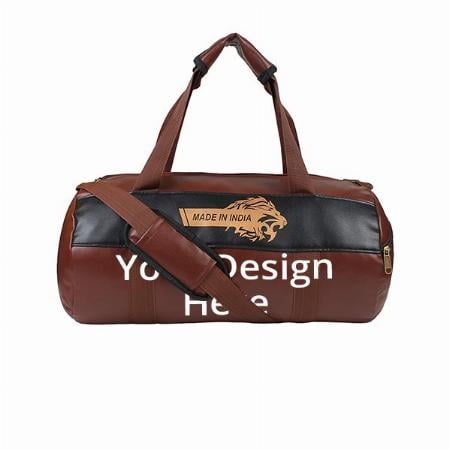 Brown Customized Leather Gym Bag - Duffel Bag for Fitness Freaks