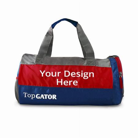Red Blue Customized Top Gator Polyester 10 inches Soft Duffel Gym Bag with Shoes Compartment