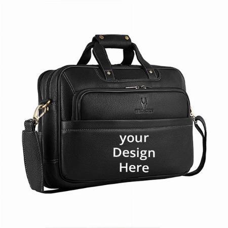 Black Customized WildHorn Leather Laptop Bag for Men Fits Upto 15.6 Inch Laptop | MacBook