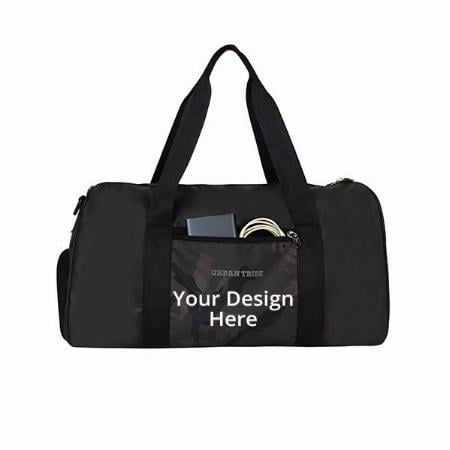 Black Customized Urban Tribe Gym Bag with Separate Shoe Compartment (L 18" x W 9" x H 2.9")