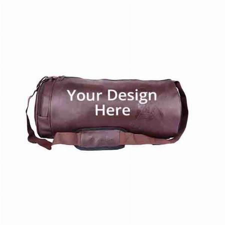 Chocolate Brown Customized Sports Edition PU Leather Gym Duffle Bag for Men and Women