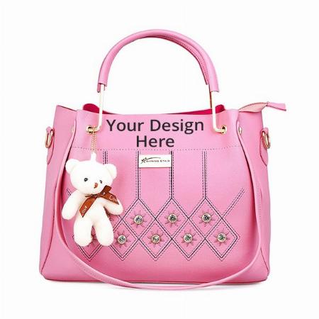 Pink Customized Women's Handbag, Sling Bag, Clutch &amp; Card Holder(Set of 5)