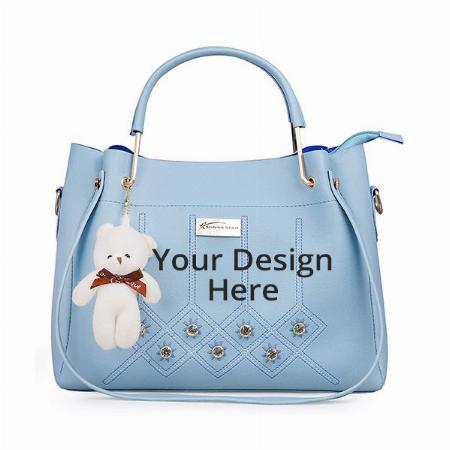 Light Blue Customized Women's Handbag, Sling Bag, Clutch &amp; Card Holder (Set of 5)