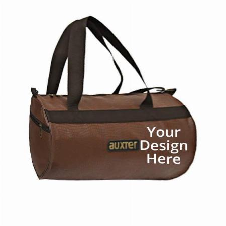 Brown Customized Premium Leather Duffle Gym Bag