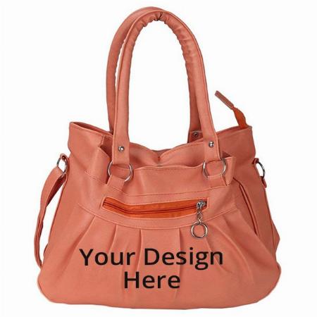 Peach Customized Women's Shoulder Handbag with Clutch