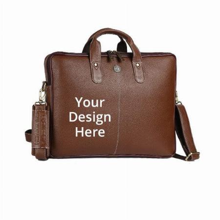 Brown Customized Genuine Leather Exceutive Formal Office Shoulder Bag (Compatibility - 16" Laptop)