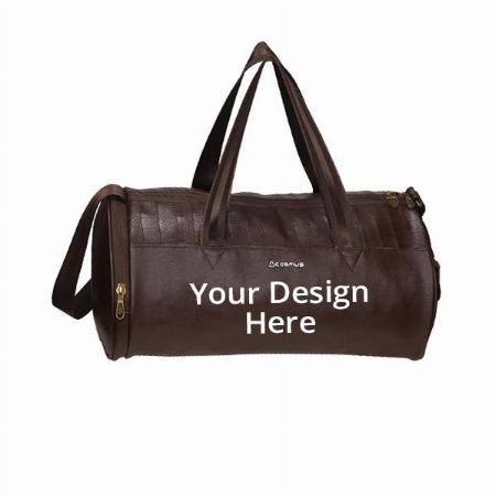 Brown Customized 22 Litres Gym Duffle Bag with Shoe Compartment