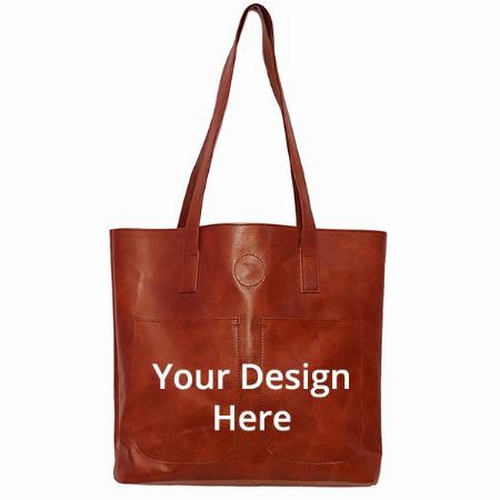 Tan Customized Women's PU Tote Bag