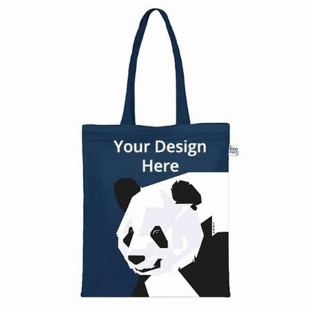 Navy Blue Customized Eco-friendly Zipper Canvas Tote Bag