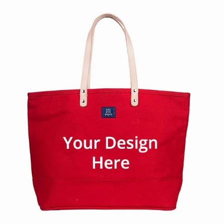 Red Customized Solid Reusable Shoulder Bag with Top Zip, Inner Zip Pocket