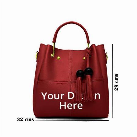 Maroon Customized Women's Handbag (Set of 3)