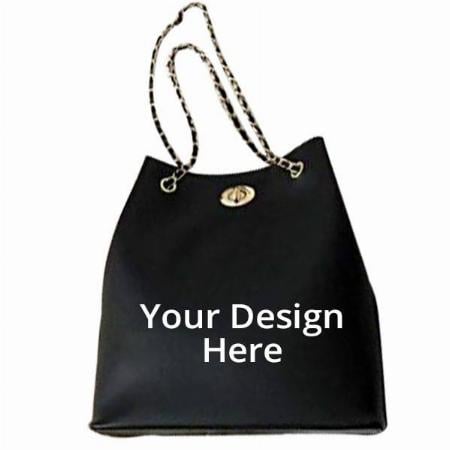 Black Customized Leatherette Handbags For Women