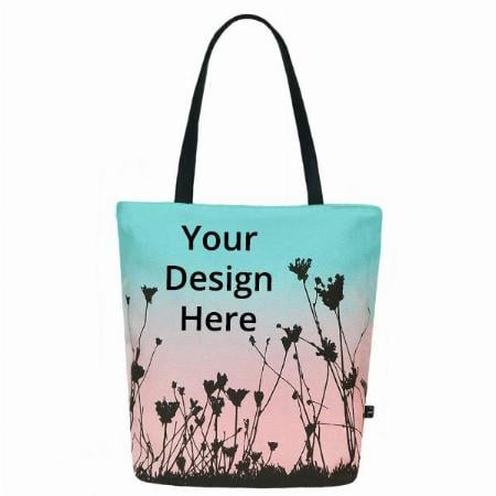 Blue Customized Organic Cotton Waterproof Stylish Canvas Tote Hand Bag with Recycled Lining and Handles