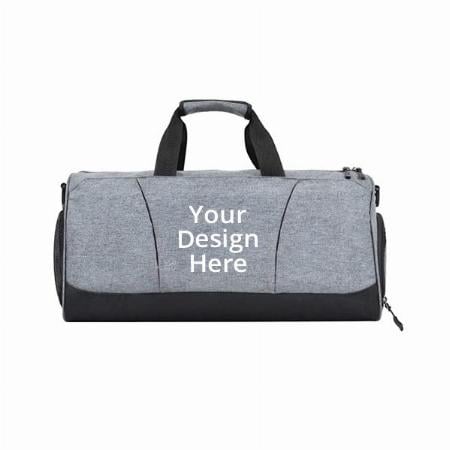 Grey Customized FATMUG Sports Duffle Gym Bag with Wet Pocket &amp; Shoe Compartment (Capacity - 32L, Weight - 674 grams, Dimensions - 20" x 9.5" x 10")