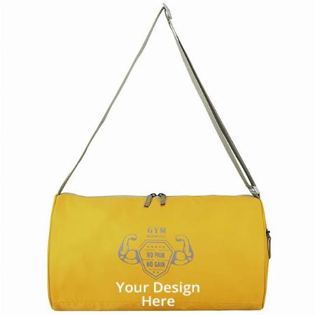 Yellow Customized TUFFGEAR Polyester 17 Inches Gym Duffle Bag
