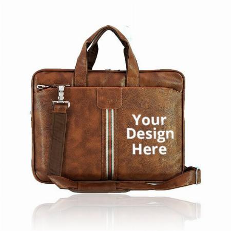 Brown Customized Leather Laptop Shoulder Sling Office Travel Bag
