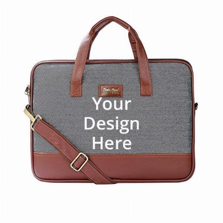 Brown Grey Customized 15.6" Laptop, MacBook Shoulder Messenger Sling Office Bag