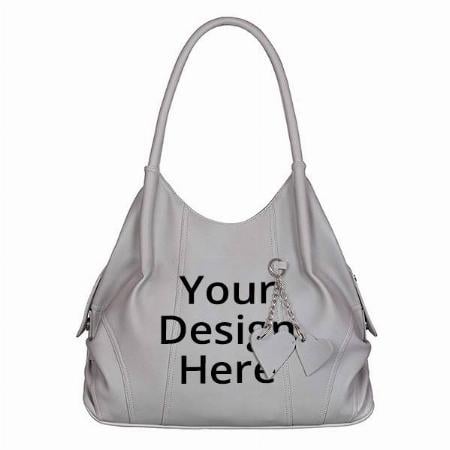 Grey Customized Women's Shoulder Handbag with Top Handle &amp; Multi-Pockets