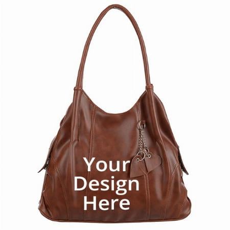 Brown Customized Women's Large Capacity Shoulder Hobo Handbag with Top Handle &amp; Multi-Pockets