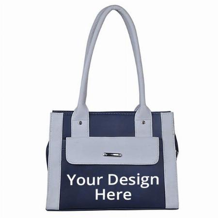 Blue Customized Women's Large Capacity Shoulder Tote Handbag with Top Handle &amp; Multi-Pockets