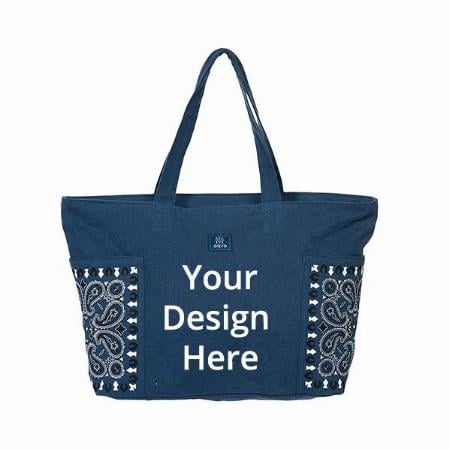 Beach Blue Customized Tote Bag/Shoulder Bag With Top Zip Closure, Inner Zip Pocket