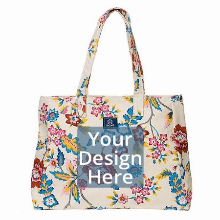 Multicolour Customized Canvas Shoulder Bag, Handbag With Top Zip