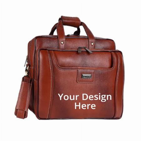 Tan Customized 15.6 inch Dual Compartment Laptop Messenger Bag