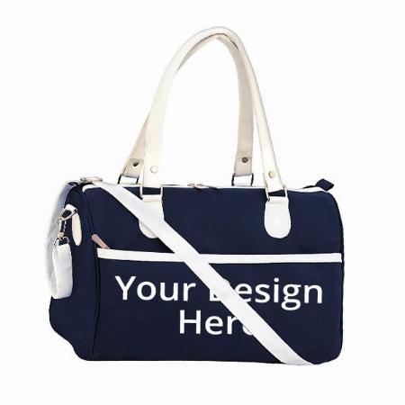 Navy Blue Customized Duffle Bag Gym Bag Stylish Women's Hand Bag - (38 x 28 x 18 cm)