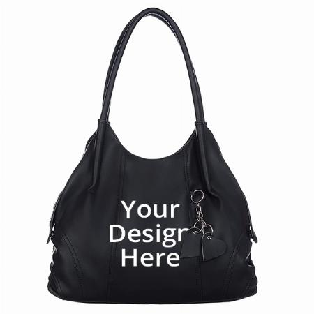 Black Customized Women's Handbag/Shoulder Bag With 3 Zipper Pocket