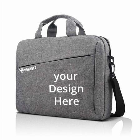 Grey Customized 15.6 inch (39.6cm) Laptop Shoulder Messenger Sling Office Bag, Water Repellent Fabric