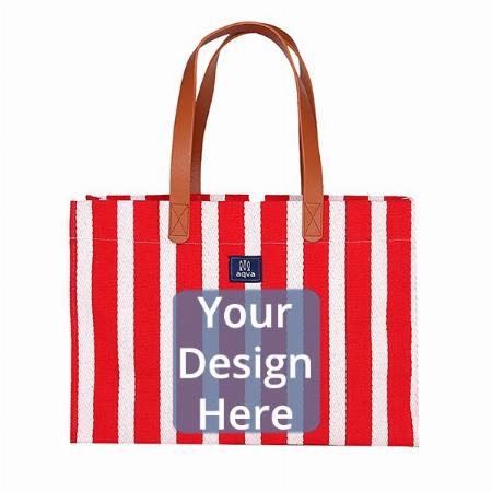 Red Stripes Customized Cotton Tote Bag