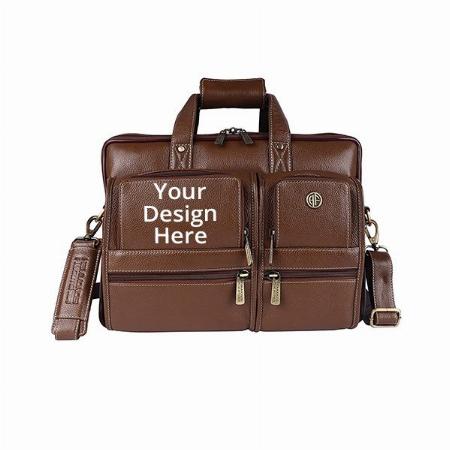 Brown Customized Pure Leather Laptop Bag