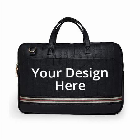 Black Customized Leather 14 Inch Laptop Bag