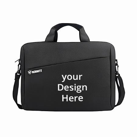 Charcoal Black Customized 15.6 inch (39cm) Laptop Shoulder Messenger Sling Office Bag, Water Repellent Fabric
