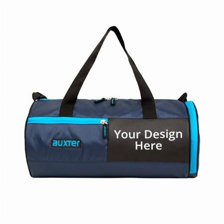 Blue Customized Auxter Sports Gym Bag with Shoe Compartment (Dimensions - 48 cm x 23 cm x 23 cm)