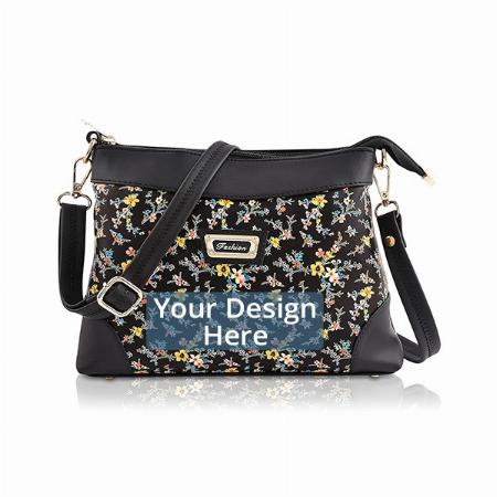 Floral Black Customized Women's Handbag