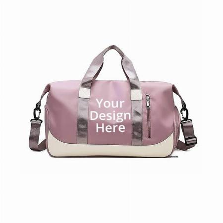 Pink Customized Gym Bag Travel Duffle Handbag with Shoes Compartment and Wet Pocket