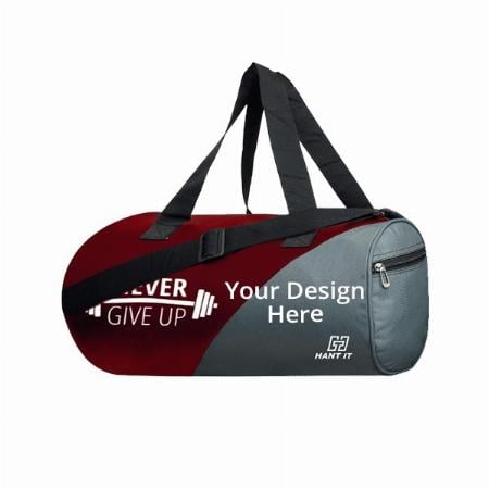Wine Red Customized Hang It Gym Bag with Shoe Compartment &amp; Fitness Kit (Includes Shaker Bottle &amp; Gloves)