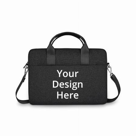 Black Customized Messenger Laptop Bag, Waterproof Large Capacity Laptop Sleeve Handbag (14")