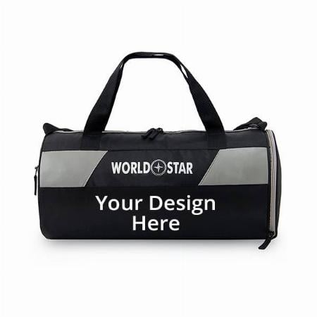 Black Customized Worldstar Polyester Duffle/Gym Bag/Shoulder Bag with Separate Shoes Compartment