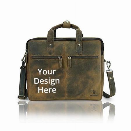 Brown Customized Leather 16" Laptop Messenger Bag/Office Bag
