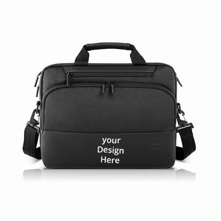 Black Customized Dell Laptop Durable Polyester Padded Fabric Messenger Bag with Handle and Detachable Shoulder Strap, upto 15.6 Inch Laptop/Macbook
