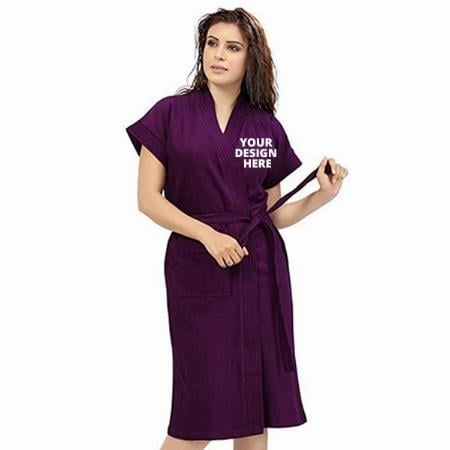 Purple Customized Women's Cotton Bathrobe